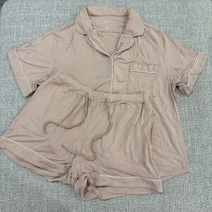 Cozy Earth Stretch-Knit Pink Short Sleeve Pajama Set